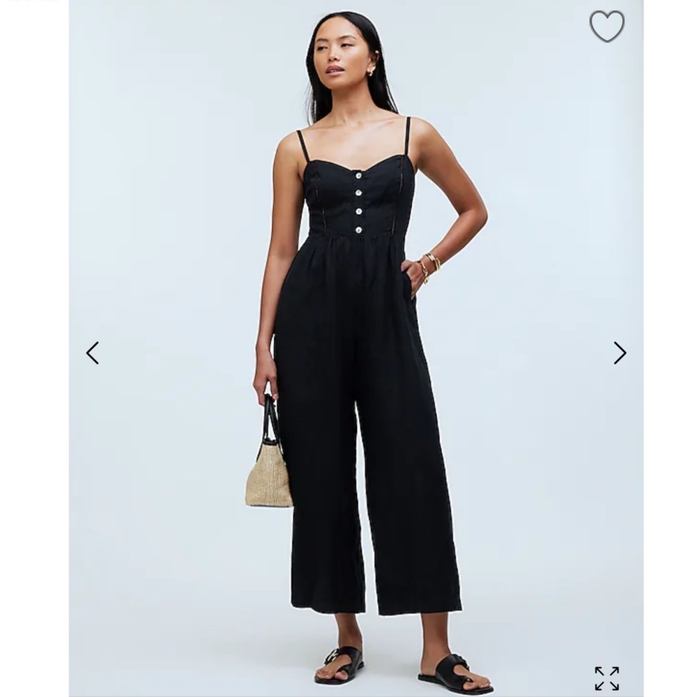 Madewell Black Button-Front Spaghetti-Strap Jumpsuit